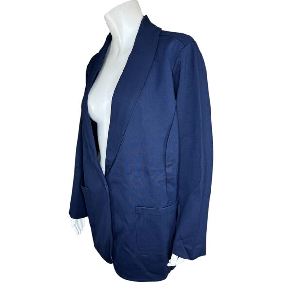 GRAVER Susan Graver Navy Shawl Collar Blazer 2X Petite NWOT Ponte Knit Classic - Picture 10 of 14